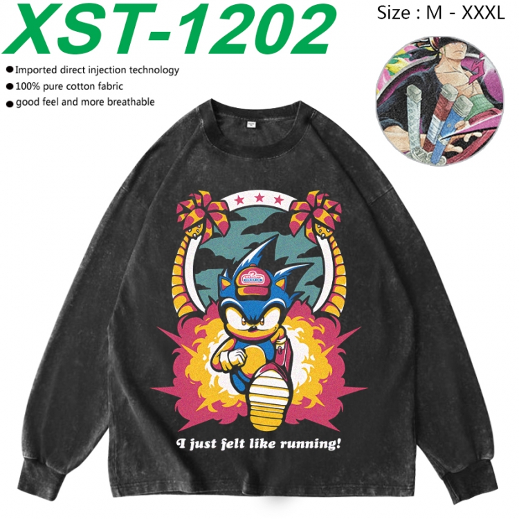 Sonic The Hedgehog Anime washing water pure cotton long sleeved sweatshirt from M to 3XL