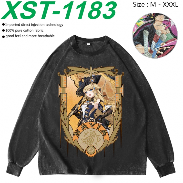 Genshin Impact Anime washing water pure cotton long sleeved sweatshirt from M to 3XL