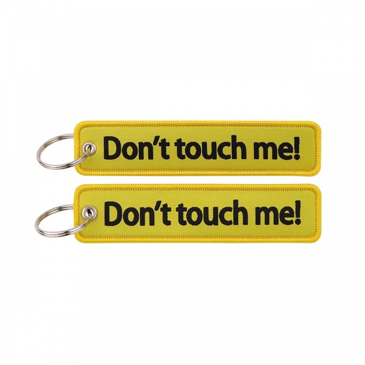 Recorded utterance Double sided color woven label keychain with thickened hanging rope 13x3cm 10G price for 5 pcs