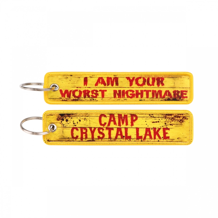 Recorded utterance Double sided color woven label keychain with thickened hanging rope 13x3cm 10G price for 5 pcs