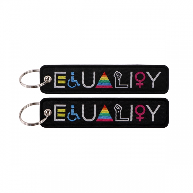 Recorded utterance Double sided color woven label keychain with thickened hanging rope 13x3cm 10G price for 5 pcs