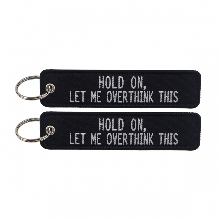 Recorded utterance Double sided color woven label keychain with thickened hanging rope 13x3cm 10G price for 5 pcs