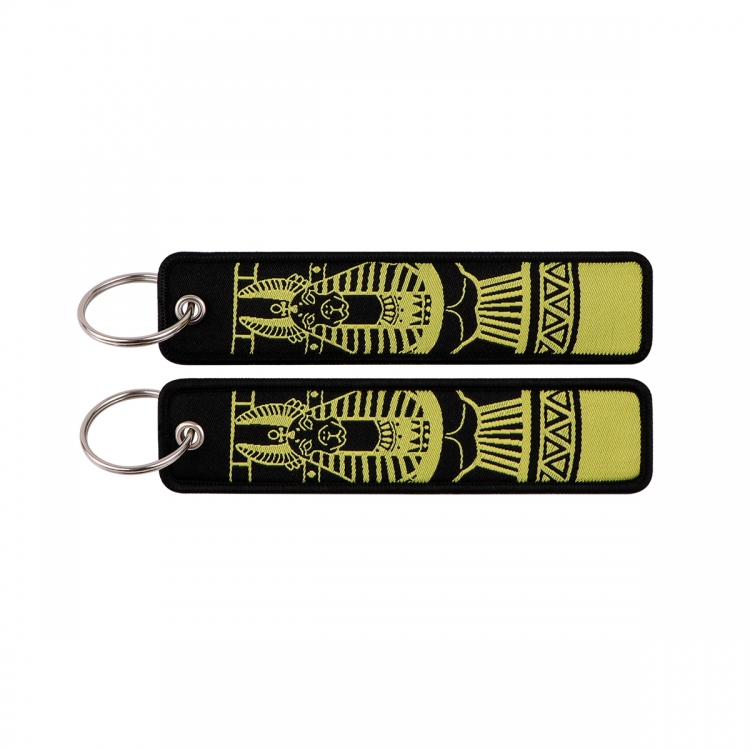 Recorded utterance Double sided color woven label keychain with thickened hanging rope 13x3cm 10G price for 5 pcs