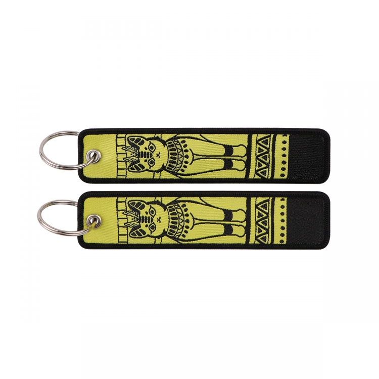 Recorded utterance Double sided color woven label keychain with thickened hanging rope 13x3cm 10G price for 5 pcs