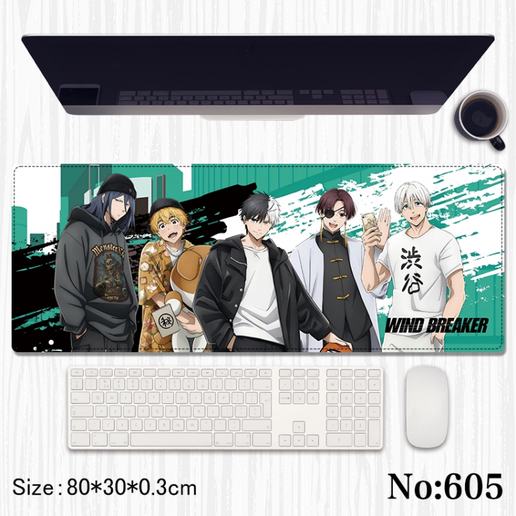 WIND BREAKER Anime peripheral computer mouse pad office desk pad multifunctional pad 80X30X0.3cm