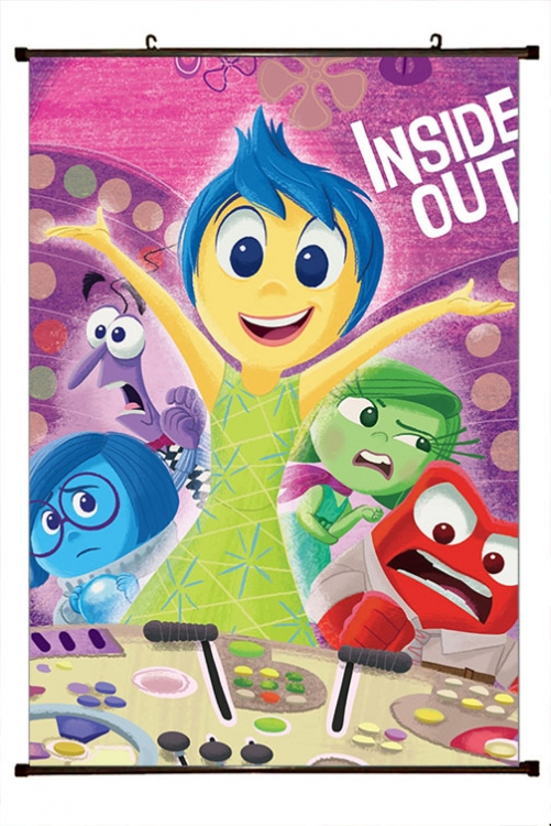 Inside Out 2 Anime black Plastic rod Cloth painting Wall Scroll 60X90CM  T1-5