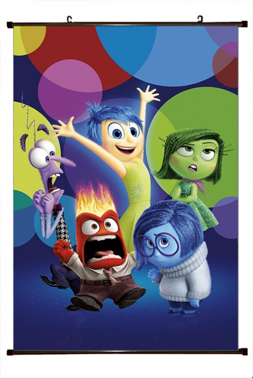 Inside Out 2 Anime black Plastic rod Cloth painting Wall Scroll 60X90CM T1-11