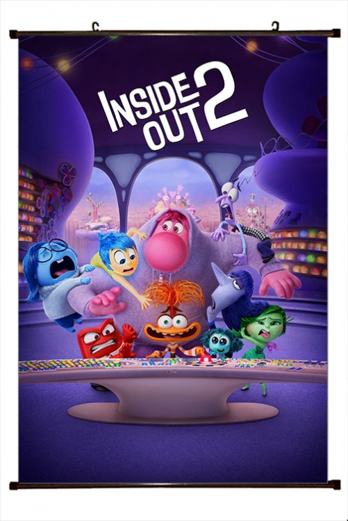 Inside Out 2 Anime black Plastic rod Cloth painting Wall Scroll 60X90CM  T1-21