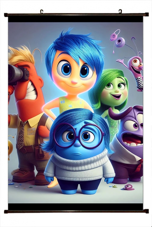 Inside Out 2 Anime black Plastic rod Cloth painting Wall Scroll 60X90CM T1-4