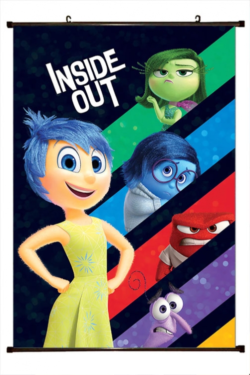 Inside Out 2 Anime black Plastic rod Cloth painting Wall Scroll 60X90CM T1-15