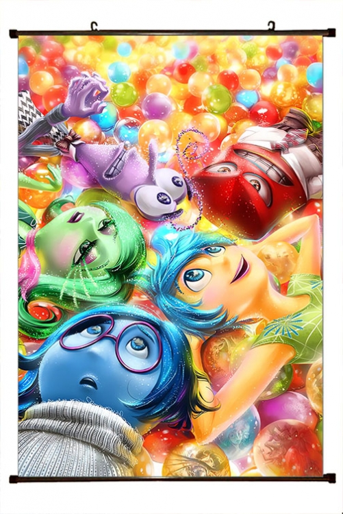 Inside Out 2 Anime black Plastic rod Cloth painting Wall Scroll 60X90CM  T1-10