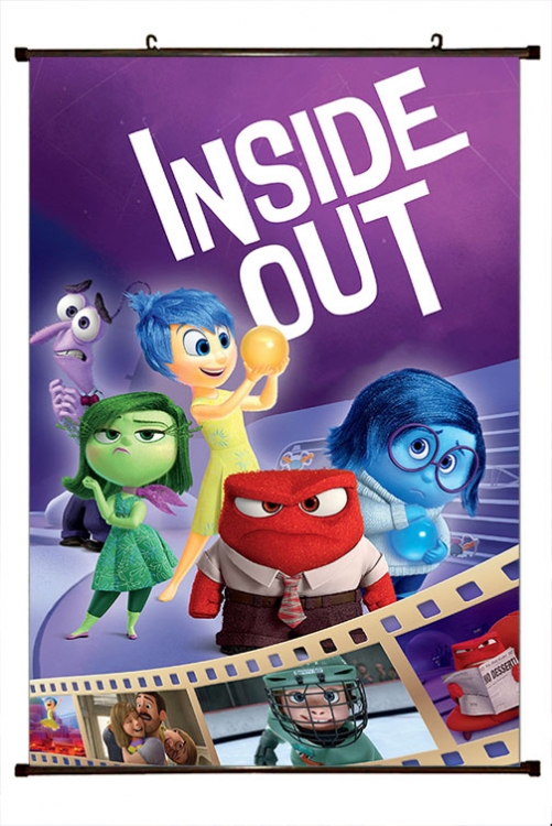 Inside Out 2 Anime black Plastic rod Cloth painting Wall Scroll 60X90CM T1-6