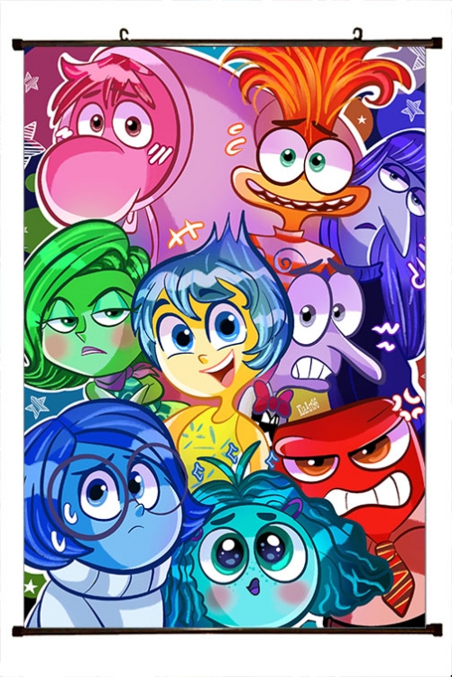 Inside Out 2 Anime black Plastic rod Cloth painting Wall Scroll 60X90CM  T1-22