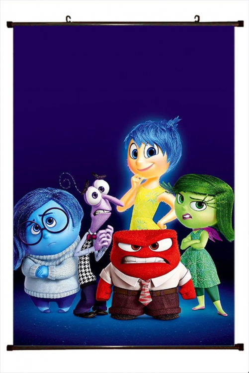 Inside Out 2 Anime black Plastic rod Cloth painting Wall Scroll 60X90CM  T1-16