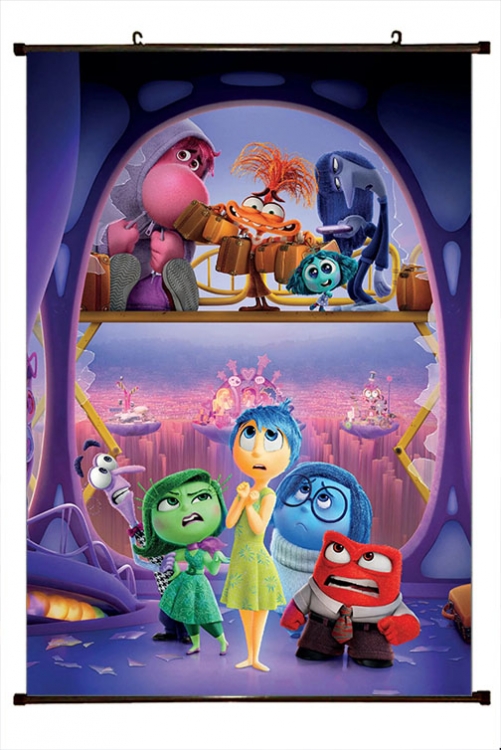 Inside Out 2 Anime black Plastic rod Cloth painting Wall Scroll 60X90CM T1-13