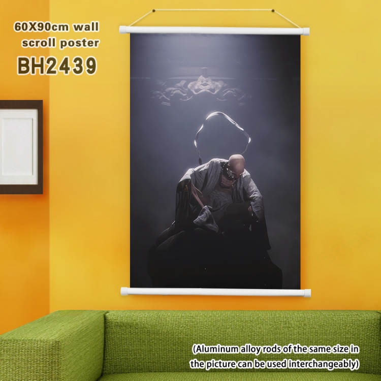 Black Myth Wukong game White Plastic rod Cloth painting Satin cloth Wall Scroll 60X90CM BH2439