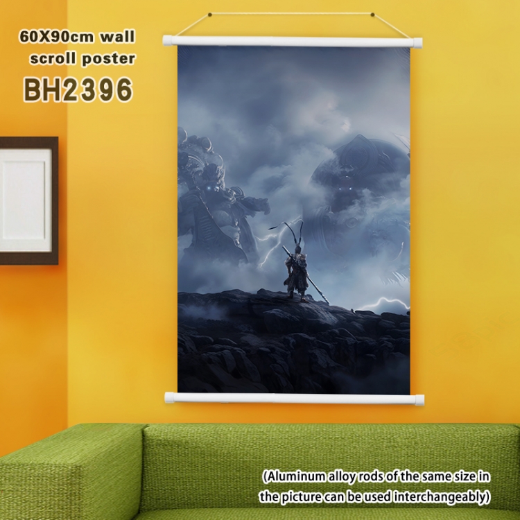 Black Myth Wukong game White Plastic rod Cloth painting Satin cloth Wall Scroll 60X90CM  BH2396