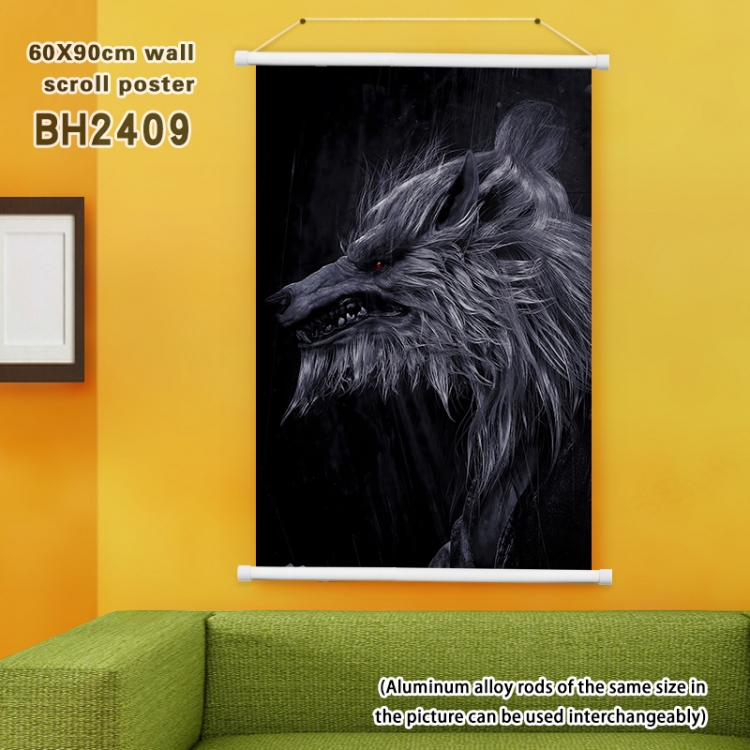 Black Myth Wukong game White Plastic rod Cloth painting Satin cloth Wall Scroll 60X90CM  BH2409