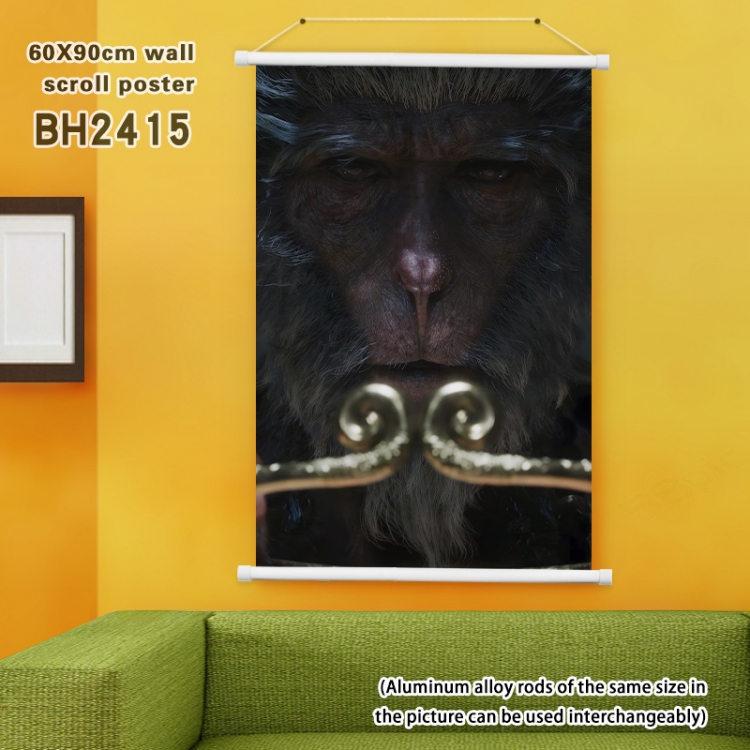 Black Myth Wukong game White Plastic rod Cloth painting Satin cloth Wall Scroll 60X90CM BH2415