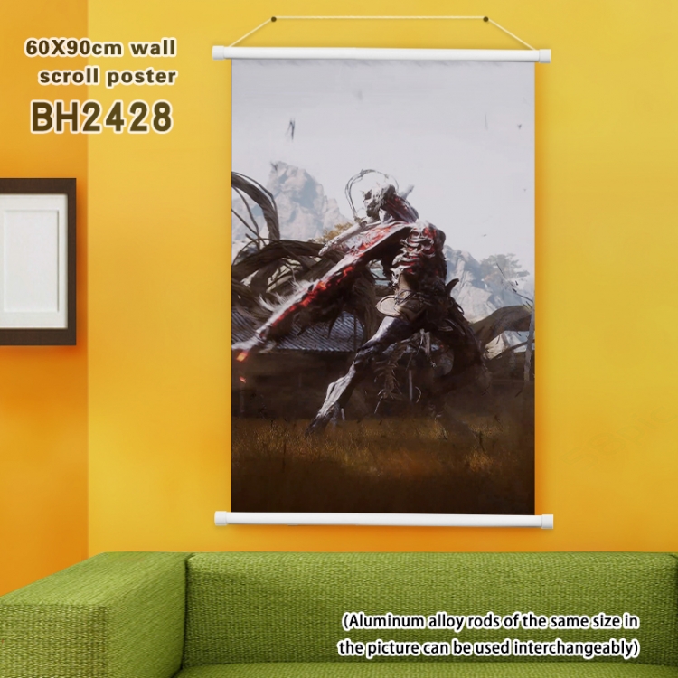 Black Myth Wukong game White Plastic rod Cloth painting Satin cloth Wall Scroll 60X90CM  BH2428