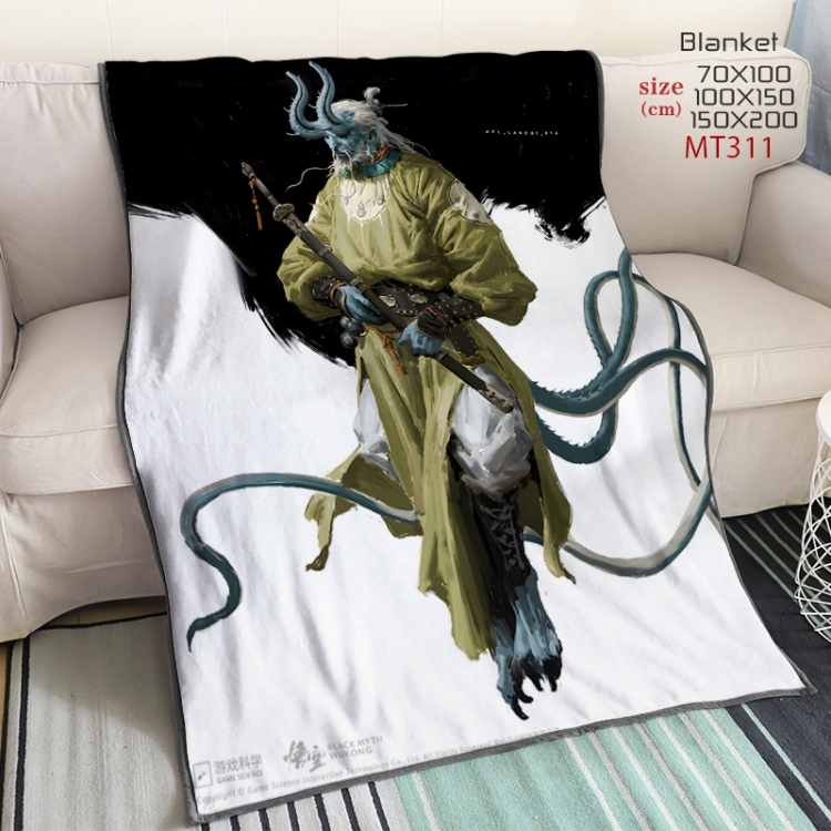 Black Myth Wukong Anime oversized mink flannel blanket 150X200CM customizable MT311