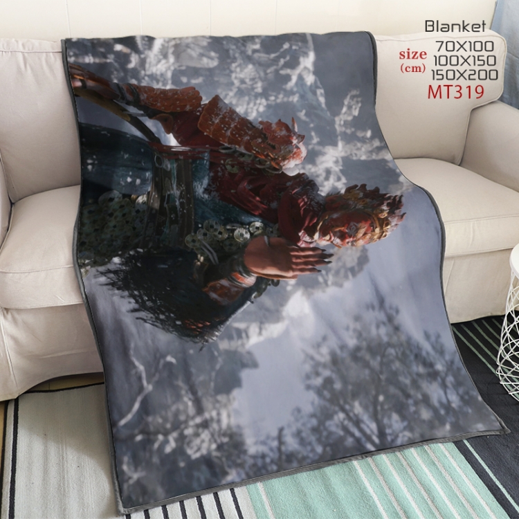 Black Myth Wukong Anime oversized mink flannel blanket 150X200CM customizable MT319