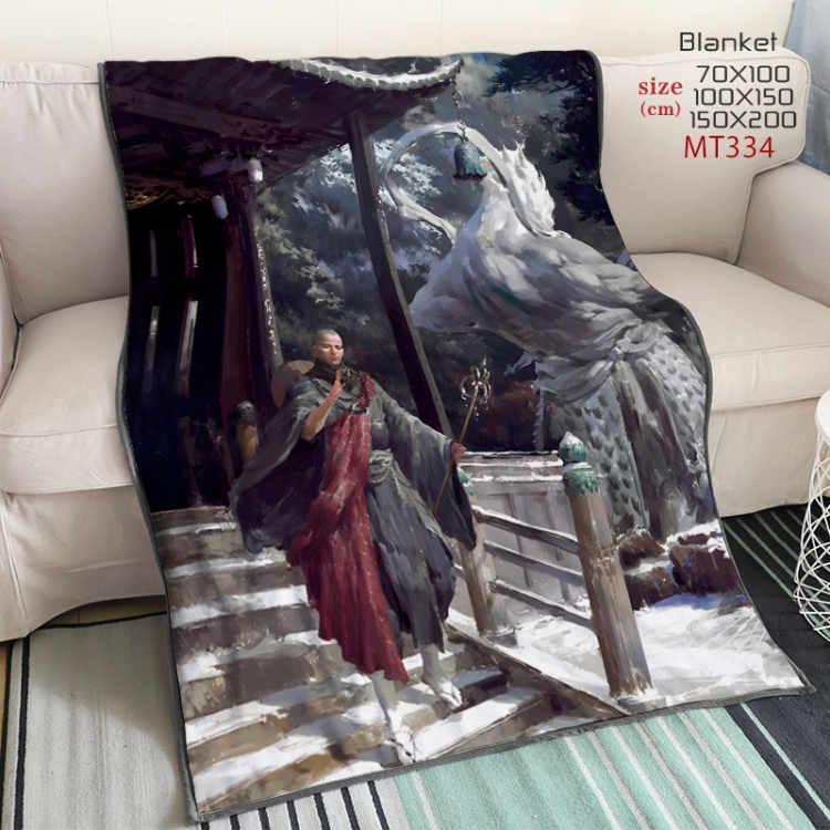 Black Myth Wukong Anime oversized mink flannel blanket 150X200CM customizable MT334