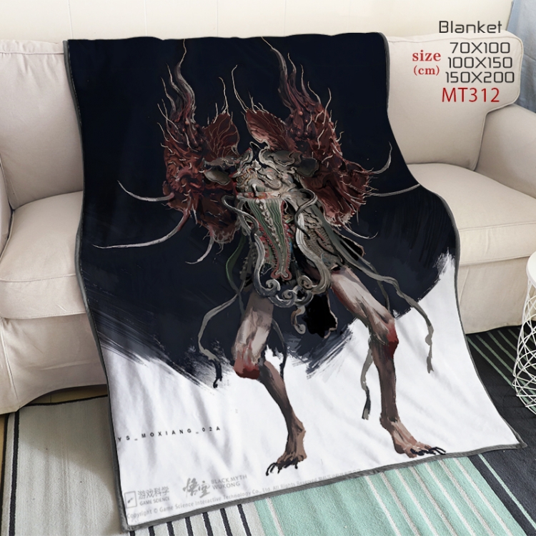 Black Myth Wukong Anime oversized mink flannel blanket 150X200CM customizable MT312