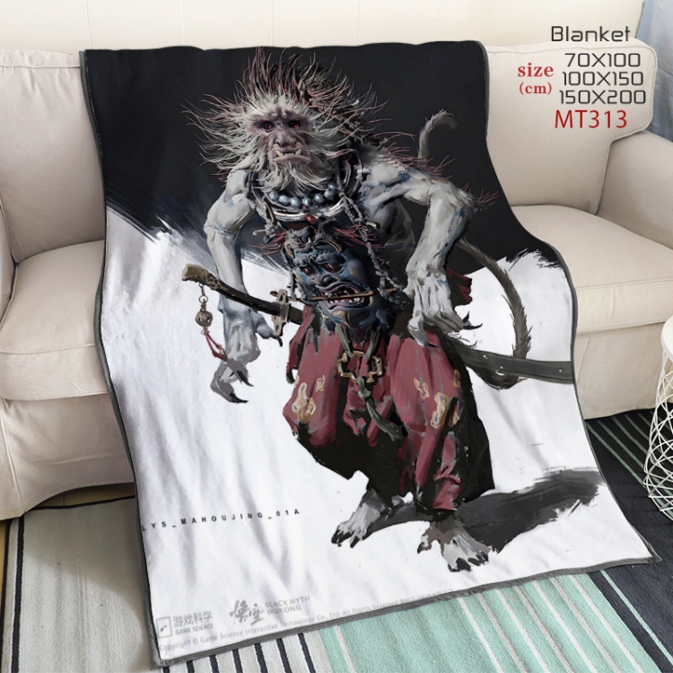 Black Myth Wukong Anime oversized mink flannel blanket 150X200CM customizable MT313