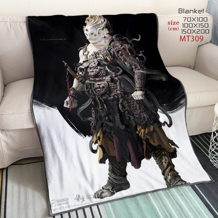 Black Myth Wukong Anime oversized mink flannel blanket 150X200CM customizable MT309