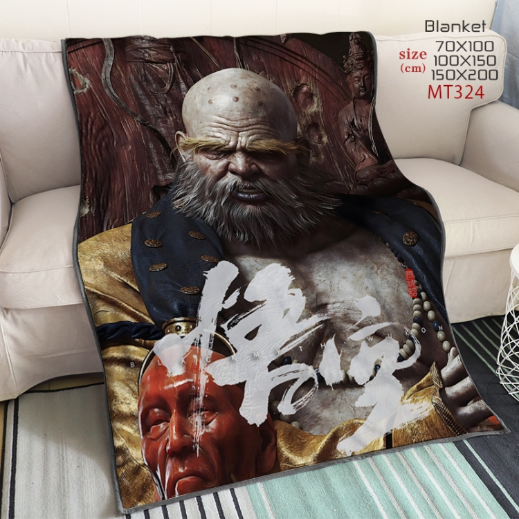 Black Myth Wukong Anime oversized mink flannel blanket 150X200CM customizable MT324