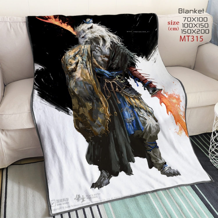 Black Myth Wukong Anime oversized mink flannel blanket 150X200CM customizable MT315