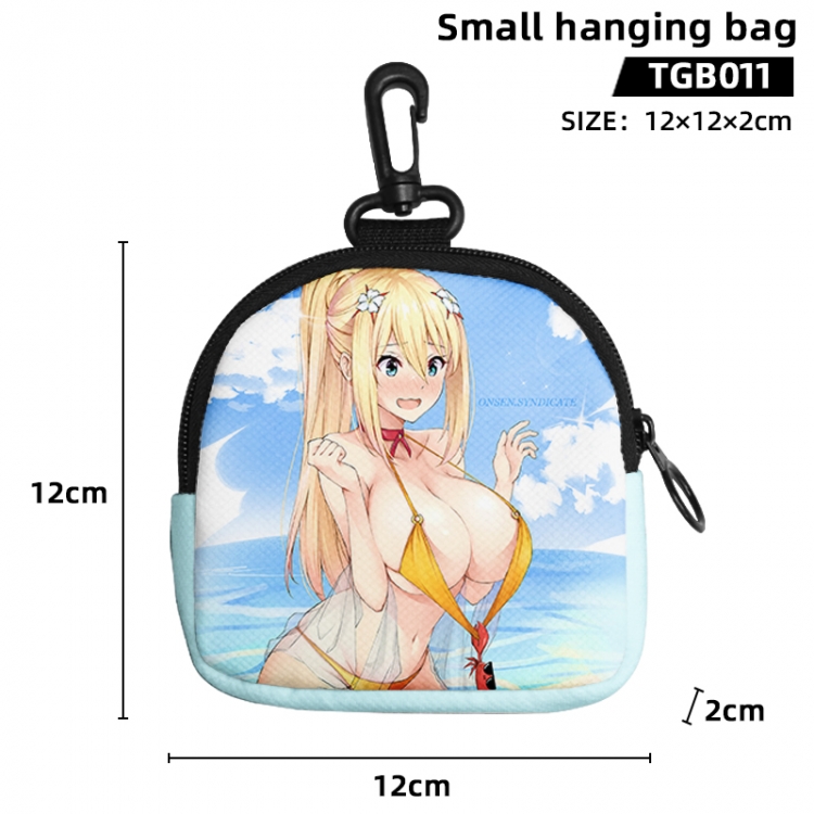 Blessings for a better world Anime small hanging bag jacquard canvas 12x12x2cm