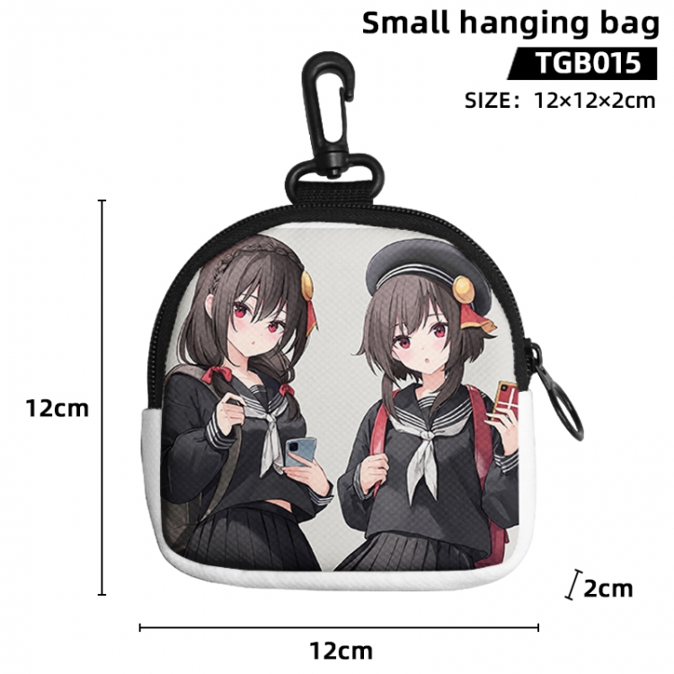 Blessings for a better world Anime small hanging bag jacquard canvas 12x12x2cm