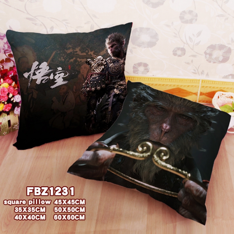 Black Myth Wukong Anime square full-color pillow cushion 45X45CM NO FILLING 