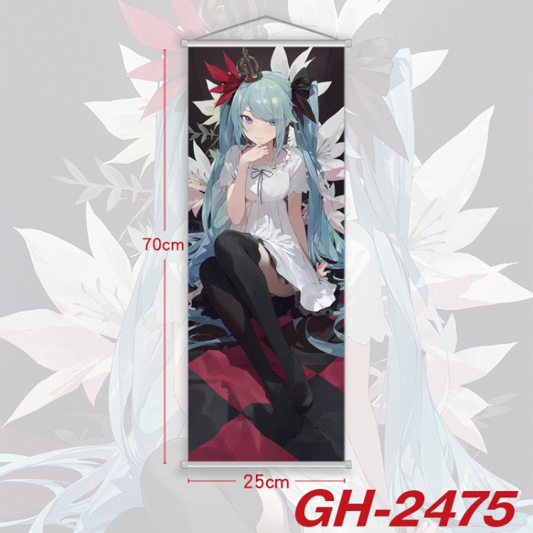 Hatsune Miku Plastic Rod Cloth Small Hanging Canvas Painting Wall Scroll 25x70cm price for 5 pcs  GH-2475