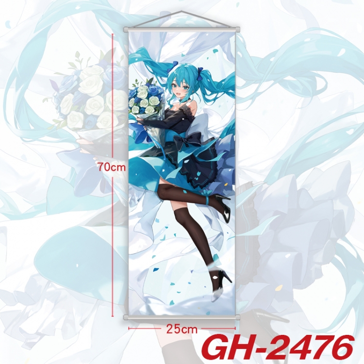 Hatsune Miku Plastic Rod Cloth Small Hanging Canvas Painting Wall Scroll 25x70cm price for 5 pcs GH-2476