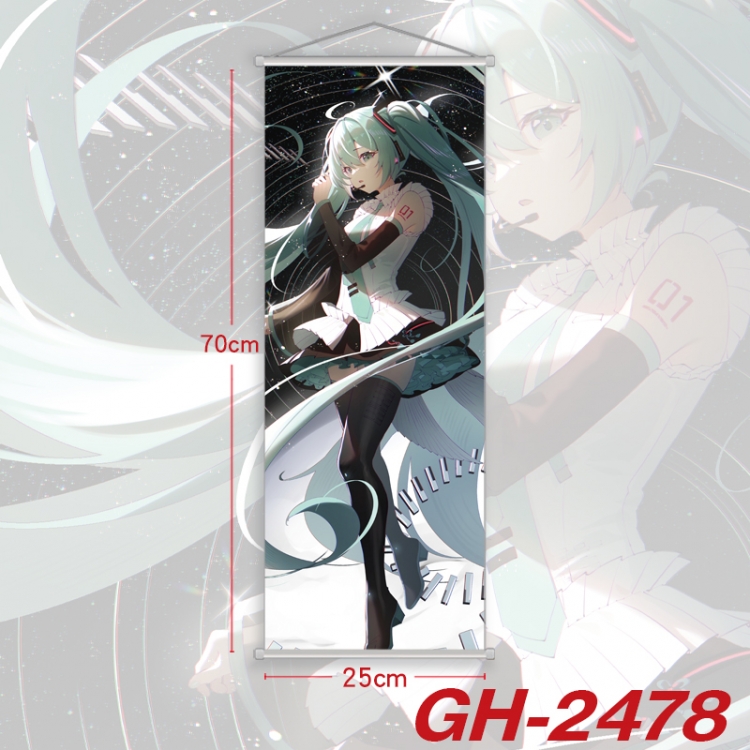 Hatsune Miku Plastic Rod Cloth Small Hanging Canvas Painting Wall Scroll 25x70cm price for 5 pcs GH-2478