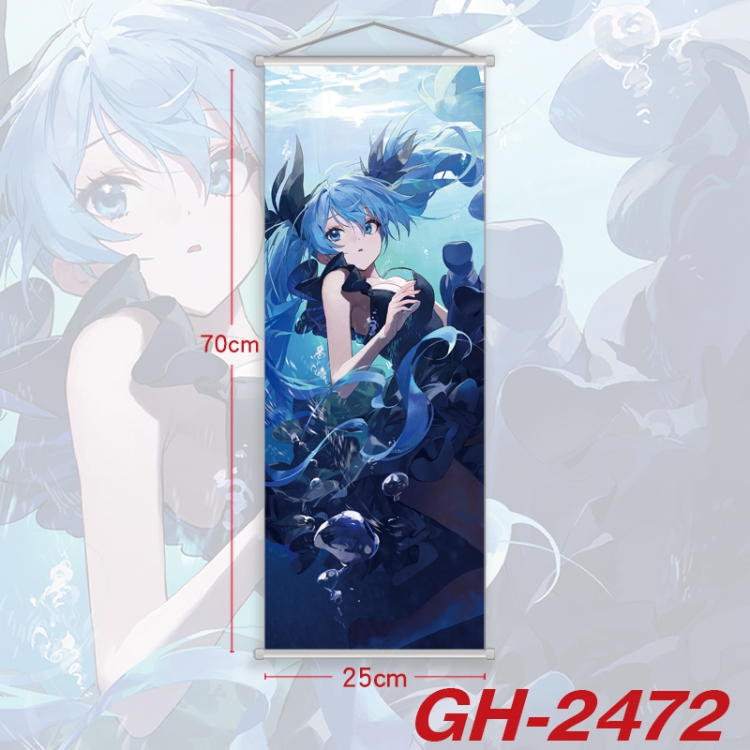 Hatsune Miku Plastic Rod Cloth Small Hanging Canvas Painting Wall Scroll 25x70cm price for 5 pcs GH-2472