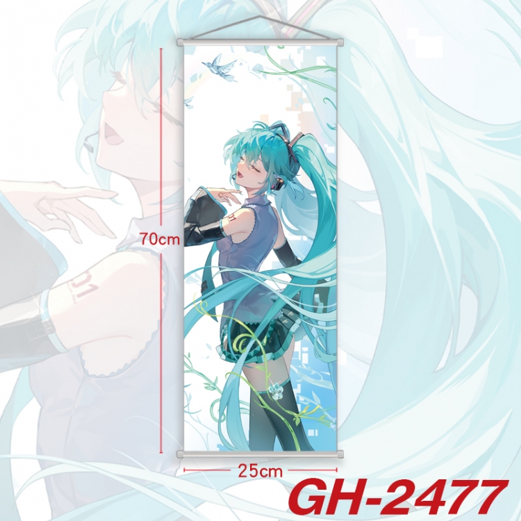 Hatsune Miku Plastic Rod Cloth Small Hanging Canvas Painting Wall Scroll 25x70cm price for 5 pcs GH-2477