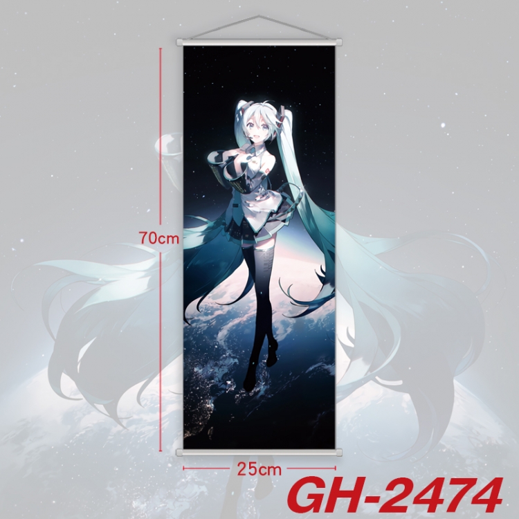 Hatsune Miku Plastic Rod Cloth Small Hanging Canvas Painting Wall Scroll 25x70cm price for 5 pcs  GH-2474