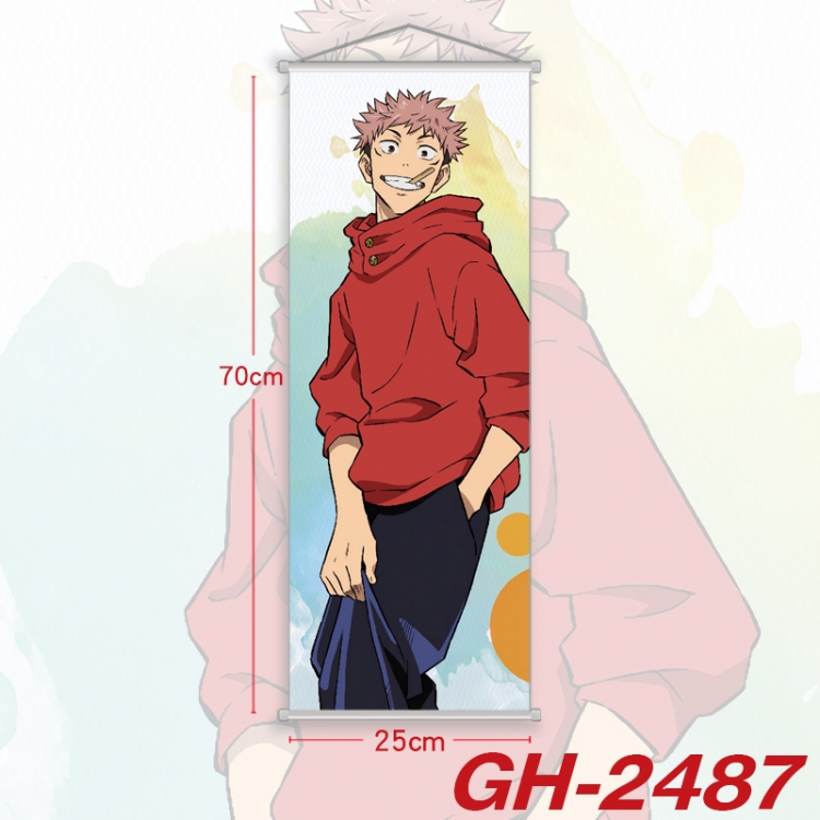 Jujutsu Kaisen Plastic Rod Cloth Small Hanging Canvas Painting Wall Scroll 25x70cm price for 5 pcs GH-2487