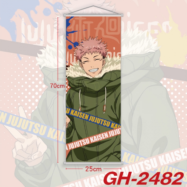 Jujutsu Kaisen Plastic Rod Cloth Small Hanging Canvas Painting Wall Scroll 25x70cm price for 5 pcs GH-2482