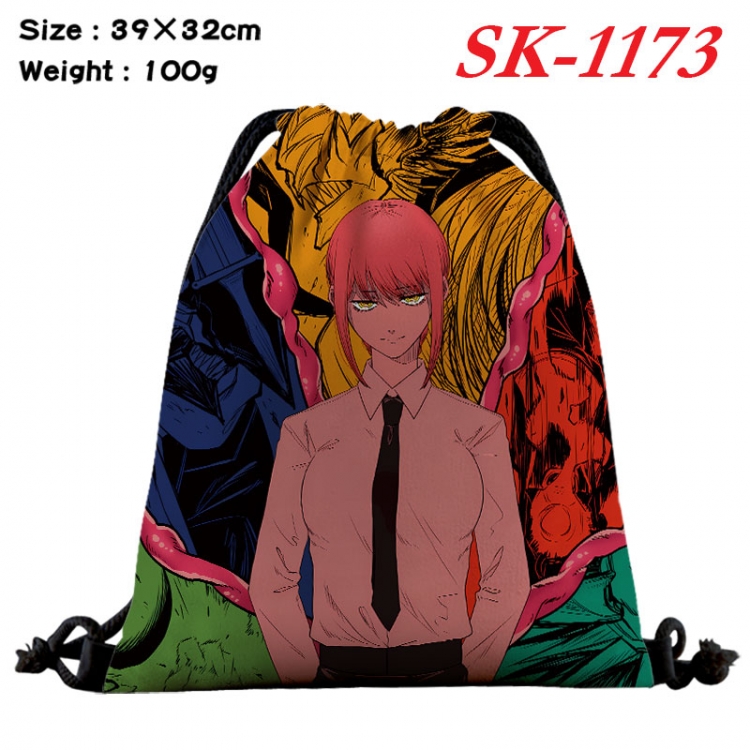 Chainsaw man cartoon Waterproof Nylon Full Color Drawstring Pocket 39x32cm  sk-1173