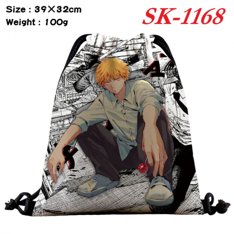 Chainsaw man cartoon Waterproof Nylon Full Color Drawstring Pocket 39x32cm   sk-1168