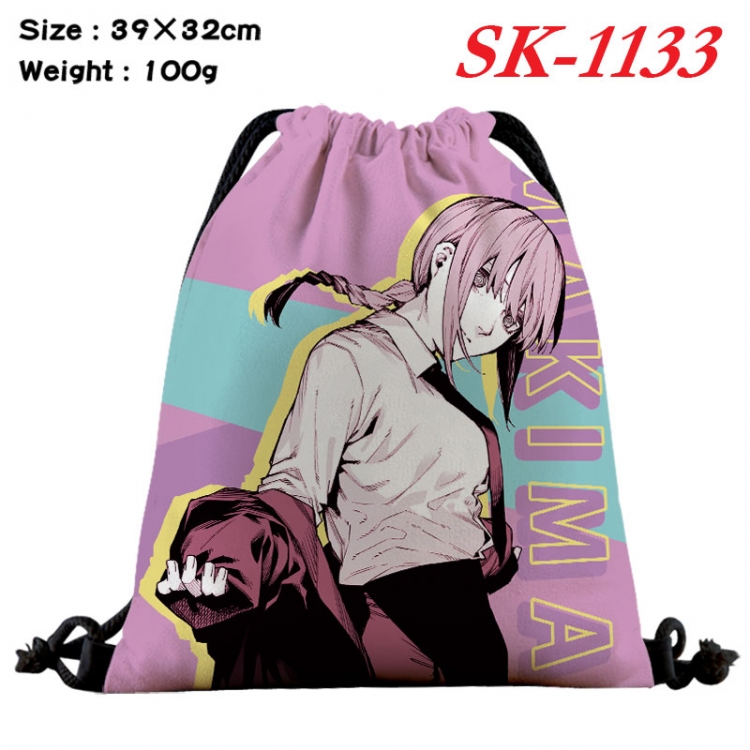 Chainsaw man cartoon Waterproof Nylon Full Color Drawstring Pocket 39x32cm sk-1133