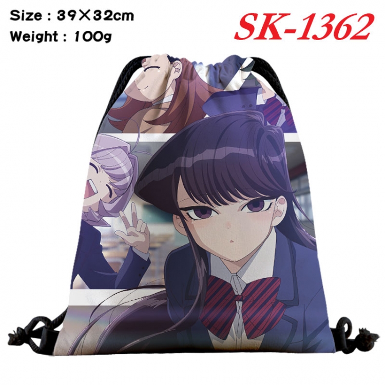 Komi-san wa, Komyushou Desu cartoon Waterproof Nylon Full Color Drawstring Pocket 39x32cm 