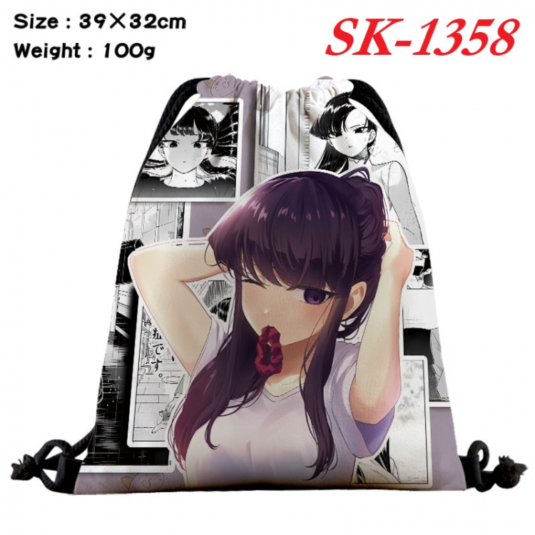 Komi-san wa, Komyushou Desu cartoon Waterproof Nylon Full Color Drawstring Pocket 39x32cm 