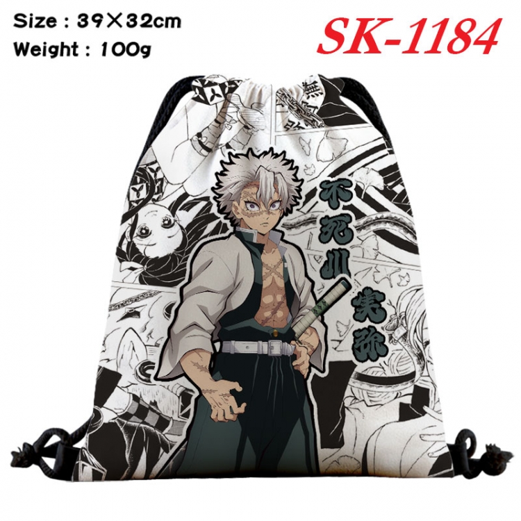 Demon Slayer Kimets cartoon Waterproof Nylon Full Color Drawstring Pocket 39x32cm sk-1184