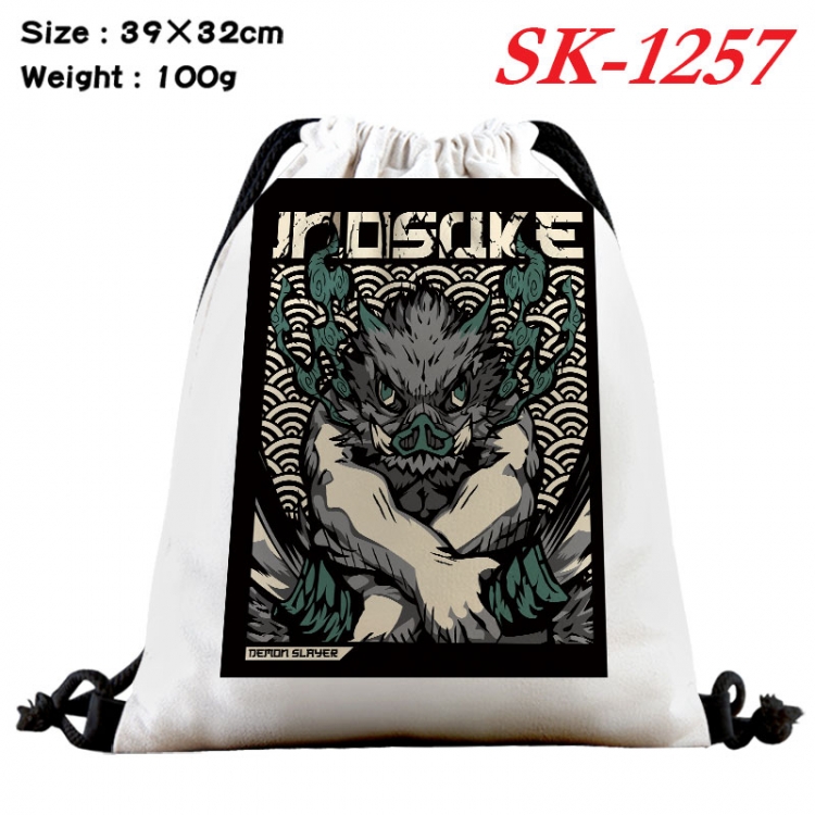 Demon Slayer Kimets cartoon Waterproof Nylon Full Color Drawstring Pocket 39x32cm  sk-1257